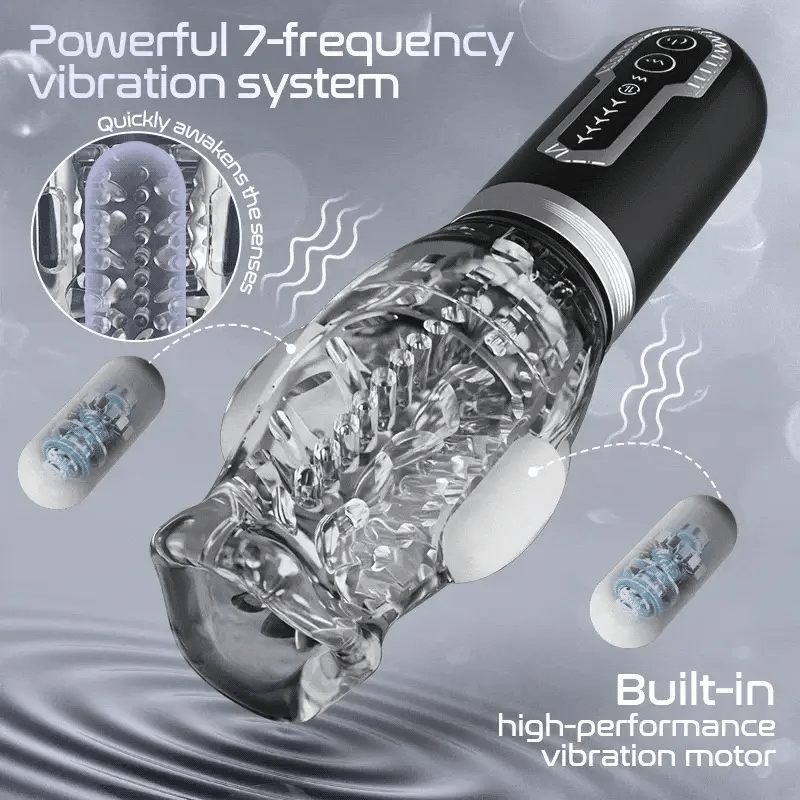 STROKER- 5 Telescopic and Rotational 7 Vibration Realistic Lip and Mouth Touch Handheld Masturbator