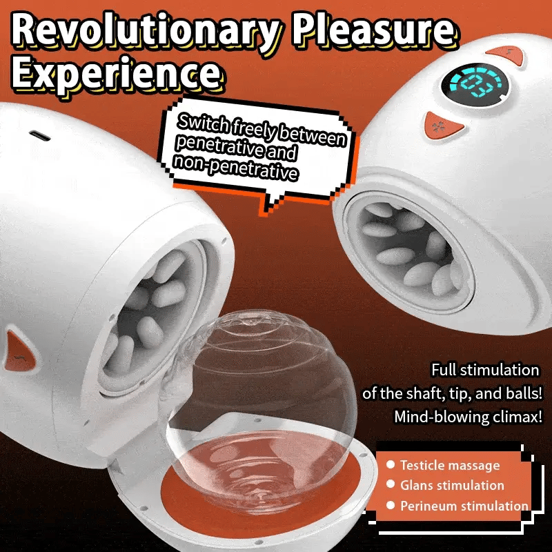 STROKER- 4 IN 1 Masturbators Cup Electric Rotating Male Masturbator with Piston Thrusting, Glans Vibration & Testicle Massage