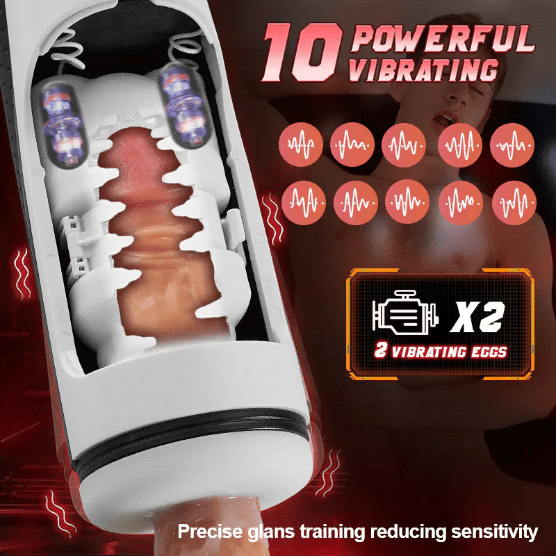 STROKER- Male Masturbator 320/Min One-Click Burst 8 Thrusting 10 Vibrating Masturbation Cup