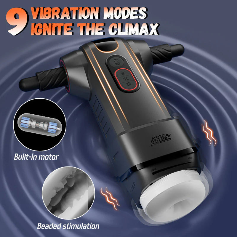 STROKER-Motopulse - 2 heating modes, 9-frequency telescopic vibration, Handle adjustment, male masturbator