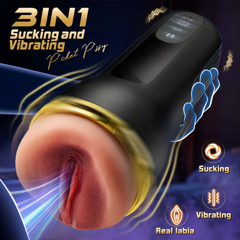 STROKER- Masturbators Cup 10 Vibrating Sucking Deep Throat Male Stroker Male Masturbator