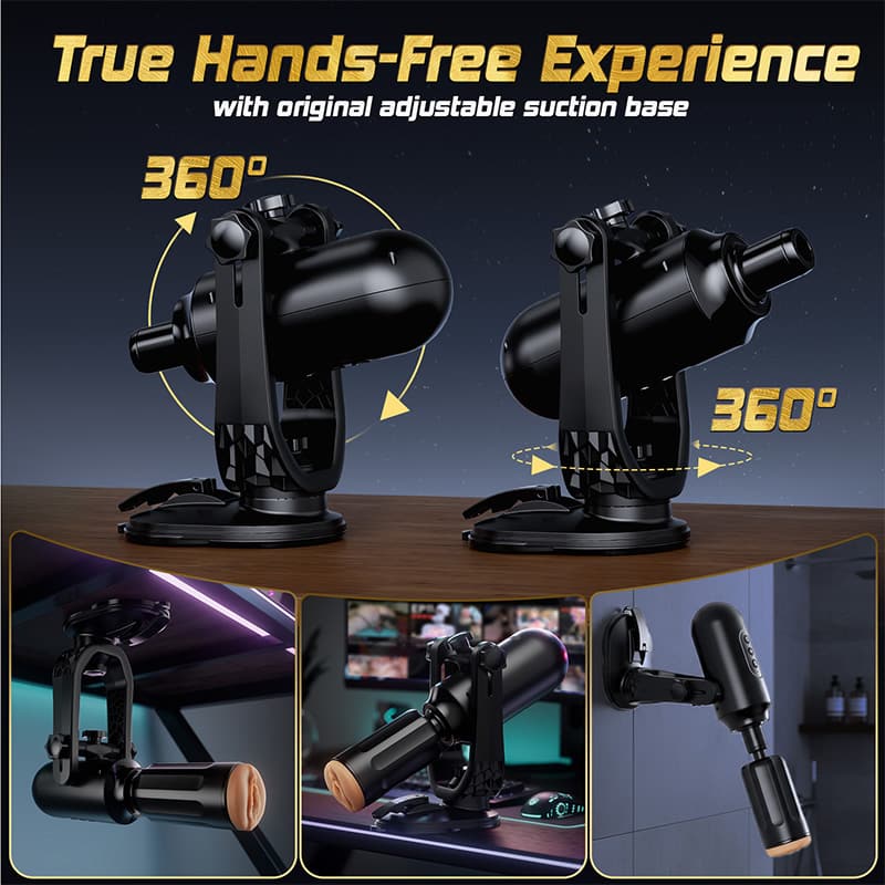Telescopic Rotating Masturbation cup-Male Masturbator Hands Free Use Cupsland Fully Auto STROKERmatic Masturbation Cup (with stand) Thrusting Dildo