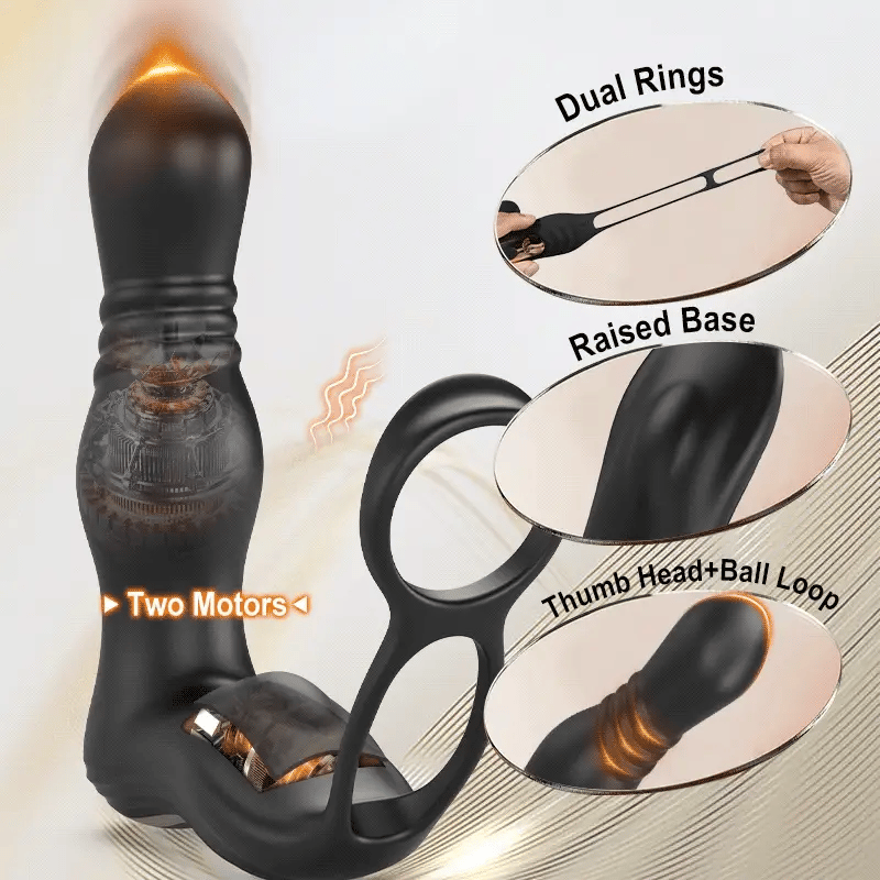 ANAL TOY-3 IN 1 Thrusting Vibrating Dual Motor Powerful Thrusting & Vibrating Solo Male Play Prostate Massager
