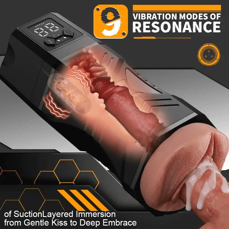 STROKER– Masturbation Cup with 5 Suction 9 Vibrations Realistic Riding & Squeezing Action for Intense Male Masturbator