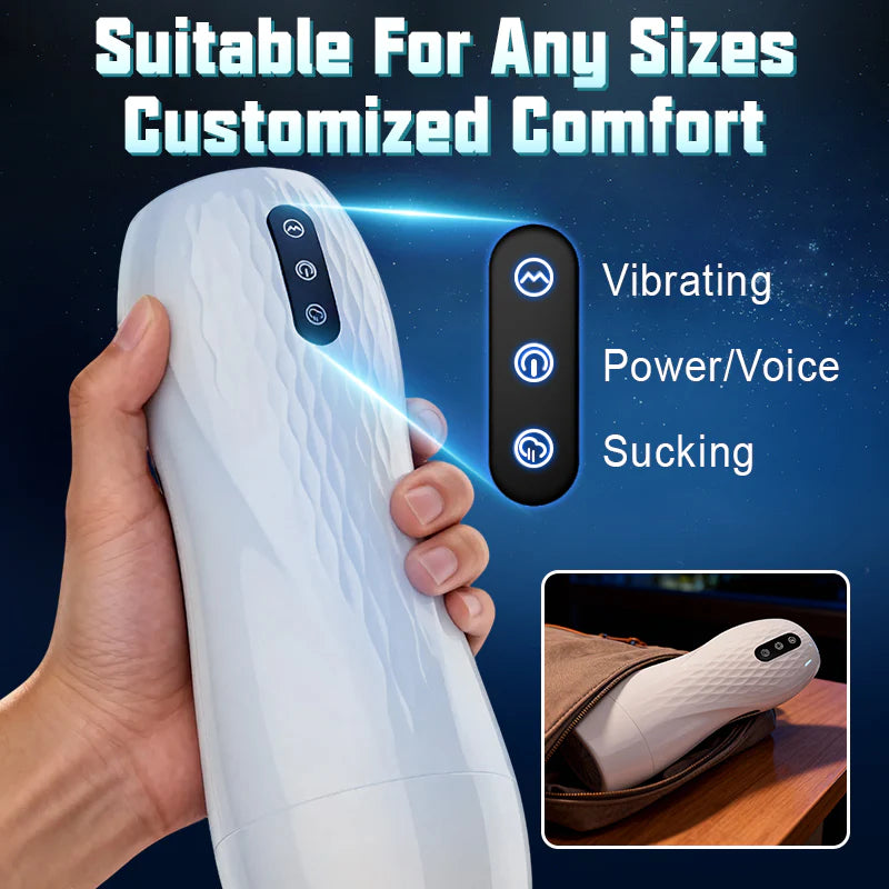 STROKER-Male Masturbator Language Voice Male Stroker Masturbator With Heated Base, 5 Suction 10 Vibration Masturbators Cup