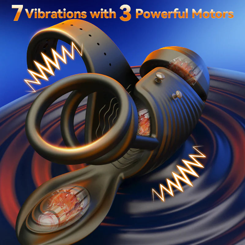 STROKER- Delay Ejaculation Desensitization Training 7 Vibrations and 3 Powerful Motors Masturbation Penis Vibrator