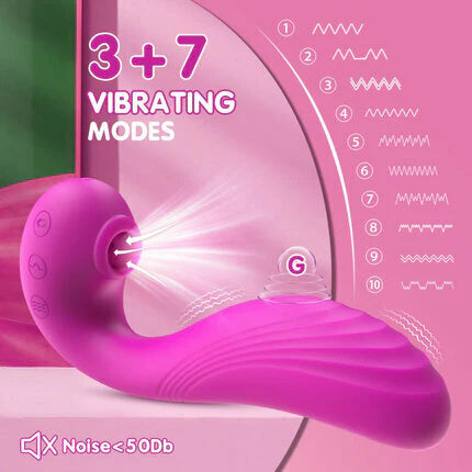 Womangift- Sucking Vibrator TRIPLE AROUSAL Clitoral Sucking 5 Licking 10 Vibrating Vibrator