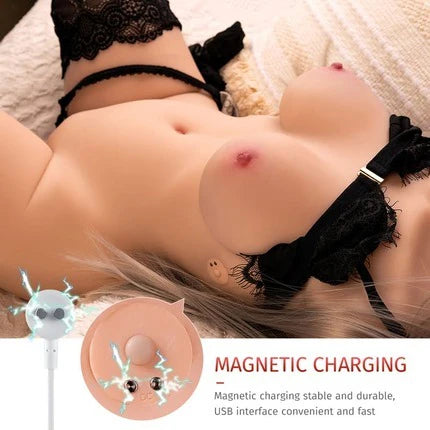 SEX DOLL-Half-Body 35.27lbs Electric Huge Sex Torso 5 Vibration And 3 Suction Modes Dual Channel Realistic Doll For Man