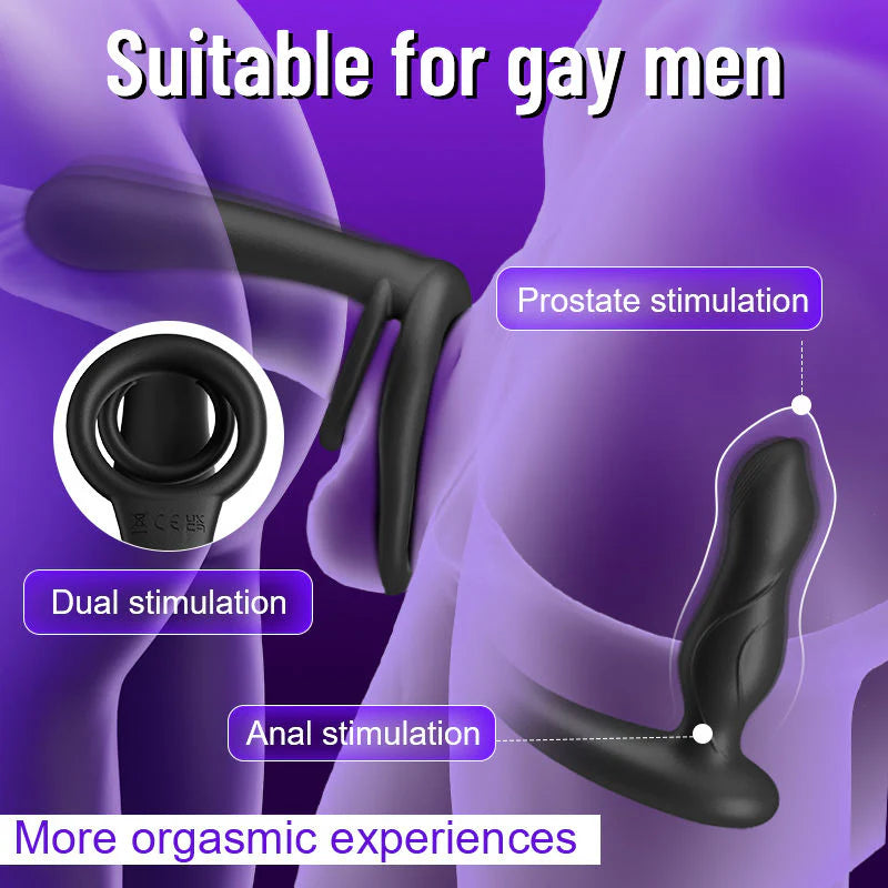 ANAL TOY-7 Vibration Double Penetration  Double Vibration  Couple Vibrator with Locking Sperm Ring