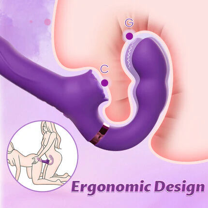 Womangift- G-spot Vibrator for Couples 10 Tapping & Vibrating G-spot Clit Stimulator Strapless Double-ended Remote Control Dildo