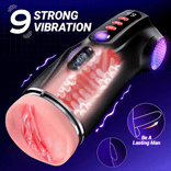 STROKER-Masturbators Cup 3 Sleeves Pocket Pussy Penis Pump with 9 Sucking & 9 Vibrating Male Masturbator