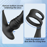 ANAL TOY-Drill Spirals, 7 Thrusting &amp; Vibrating, Edible Silicone Thrusting Prostate Massager with Double Cock Rings For Man