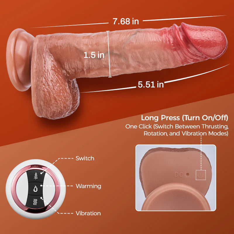 Realistic Dildo 7.67 In Realistic Thrusting Vibrating Dildo with Internal Warming Sensations