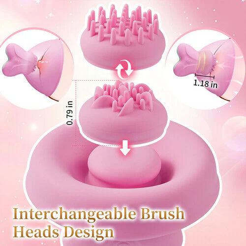 Womangift- 7 Vibrating & Rotation Nipple Toys with Replaceable Message Head For Woman