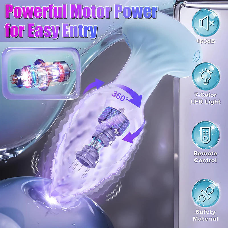 ANAL TOY-7-Color LED Light 360° Rotating Anal Vibrator, 10 Vibration Frequencies Prostate Massager