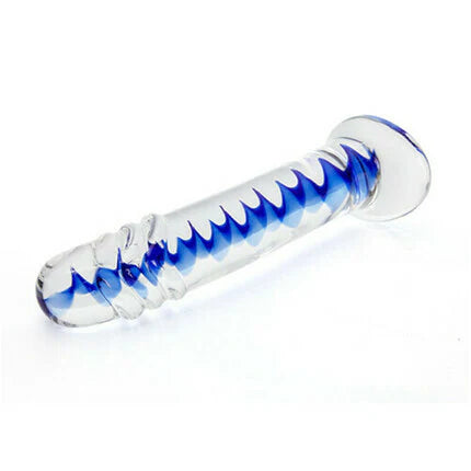 Womangift Frozen Sapphire Spiral Glass Dildo 6.18 Inch for woman sex toy