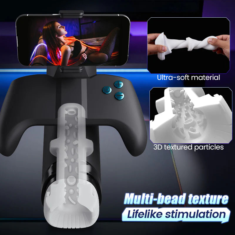 Telescopic Rotating Masturbation cup-Male Masturbator Thrust 10-Mode Stroker – Interactive Gamepad Design with Adjustable Phone Stand