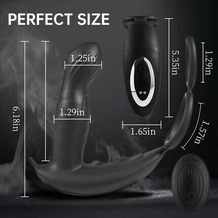 ANAL TOY-Remote Control 5 Thrusting 10 Vibrating Direct Prostate Massager With Cock Ring For Man