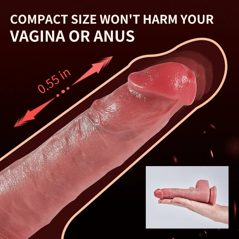 Thrusting Dildo- Realistic Dildo Designed for Beginners Silicone Heating Thrusting Automatic In & Out Dildo
