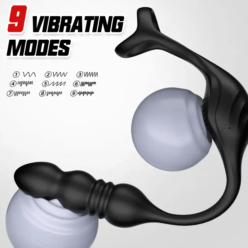 ANAL TOY- 9-Frequency Thrusting And Vibration Wearable Prostate Massager With Cock Ring