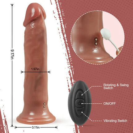 Realistic Dildo- 5 Beads Rotating Swing 8 Vibrating Dildo 9.17 Inch Vibrating Dildo