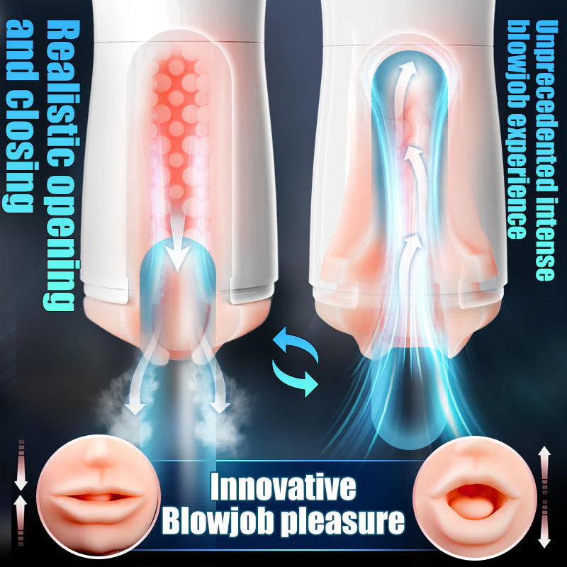STROKER-Masturbation Cup 7-Mode Vibrating Automatic Male Masturbator Cup with Realistic Lip Entrance & Textured Tunnel