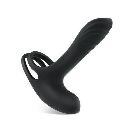 ANAL TOY-9 Vibrating Remote Control Dual Rings Cock Ring Butt Plug For Man