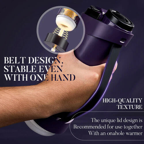 STROKER- Male Masturbator Purple Driver 7 Thrusting Stable Belt Design Male Stroker Masturbator Adult Toy