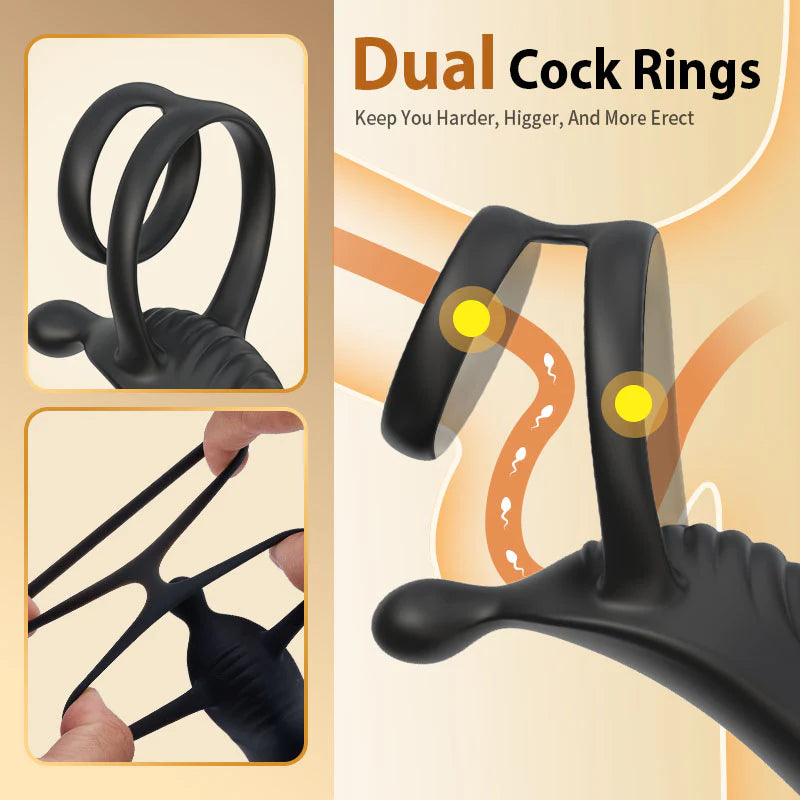 ANAL TOY-10 Vibration Mode Thrusting Prostate Massager With Double Cock Rings For Man
