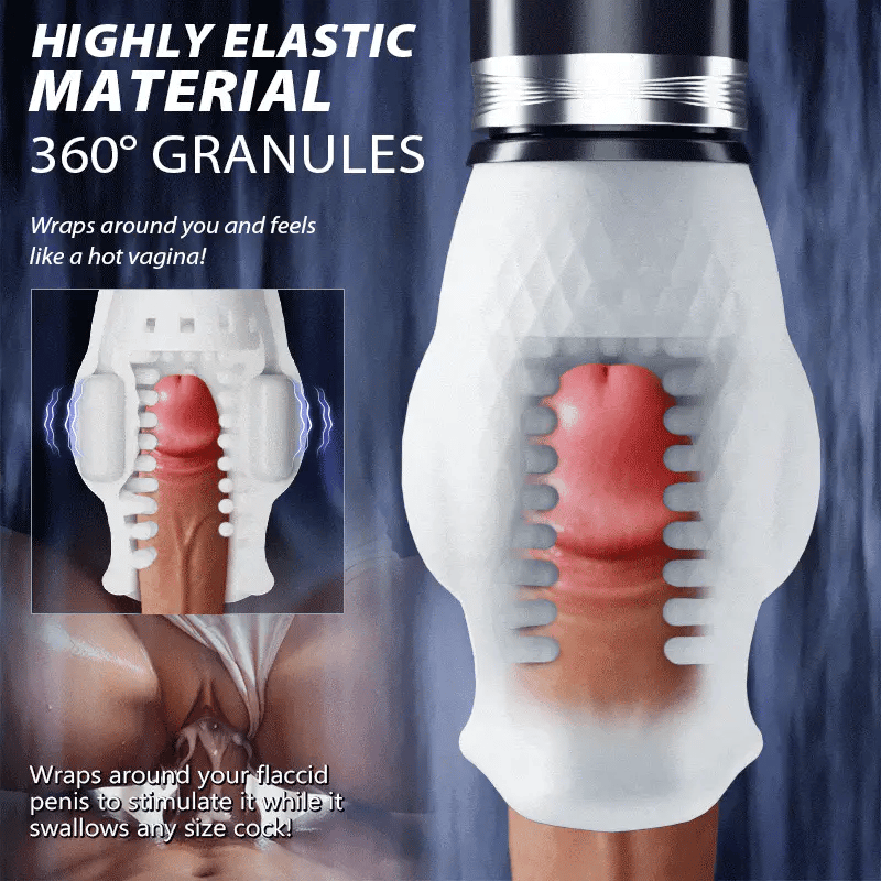 Telescopic Rotating Masturbation Cup-Male Masturbator Dual Motor Oralsex Analog Masturbator 7 Vibrations 5 Retractions 5 Rotations
