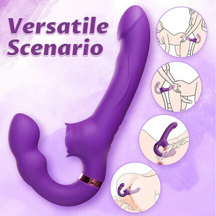 Womangift- G-spot Vibrator for Couples 10 Tapping & Vibrating G-spot Clit Stimulator Strapless Double-ended Remote Control Dildo