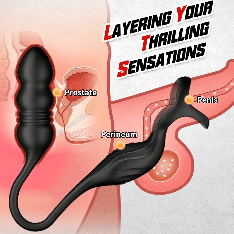 ANAL TOY- 9-Frequency Thrusting And Vibration Wearable Prostate Massager With Cock Ring
