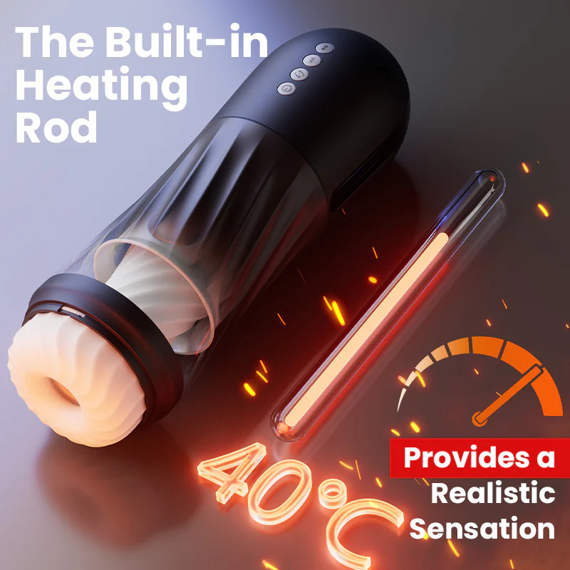 STROKER- Male Masturbator Glans and corona stimulation 3 Rotating 5 Thrusting 5 Vibrating Heating Male Stroker Masturbation cup
