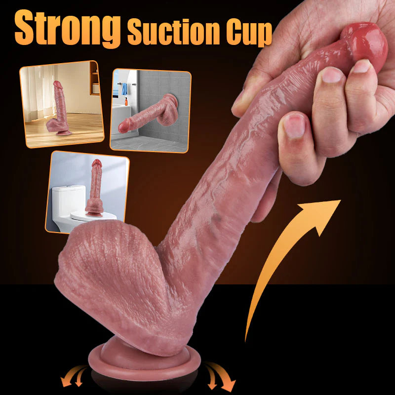 Vibrating Dildo- Heating Thrusting 8.6 IN Dildo Vibrator Silicone Dildo Suction Cup