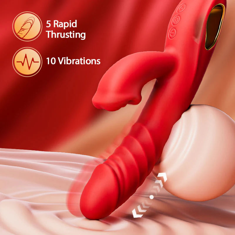 G-spot Vibrator- Licking Vibrator 4 In 1 Thrusting & Licking Biting G-spot Vibrator Tongue Clitoral Stimulator