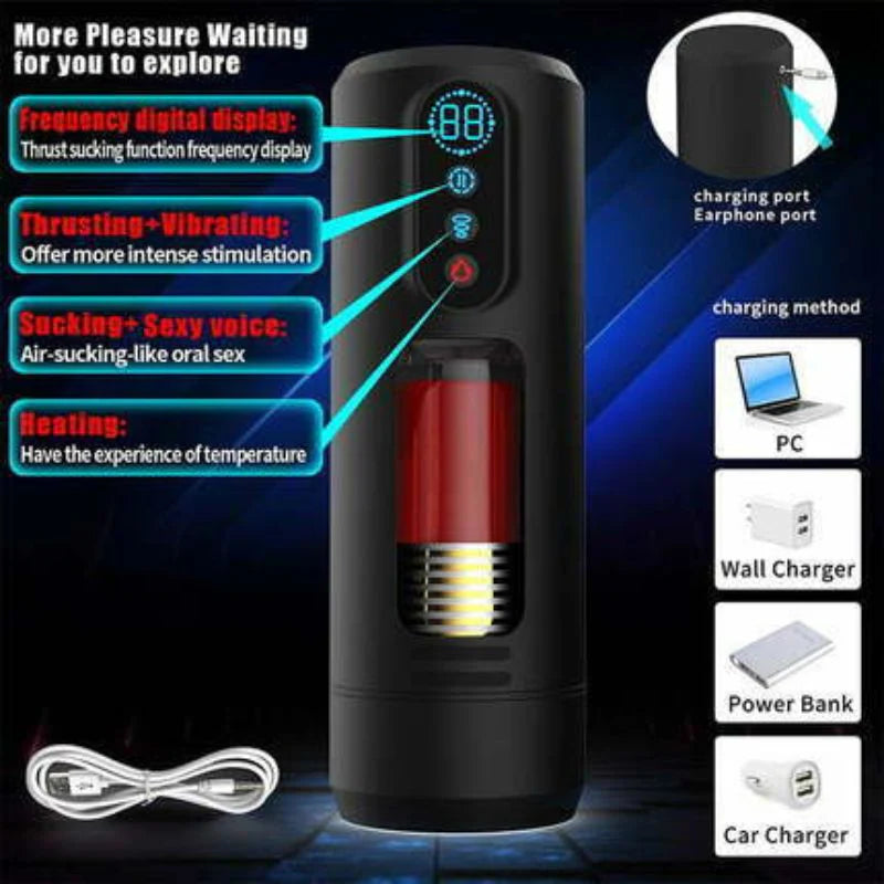 STROKER- Male Masturbator 9 Telescopic Vibration Sucking Heated Aircraft Male Stroker Masturbation cup