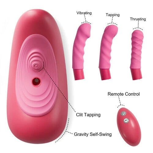 Womangift - Sex Riding Machine Solo Sex Saddle Remote Control Rotation & Vibration Sex Dildo Mount with 3 PCS Heating Flapping Sex Vibrators Set for Vagina, Clitoral, Anal Stimulation Sex Furniture for Bedroom