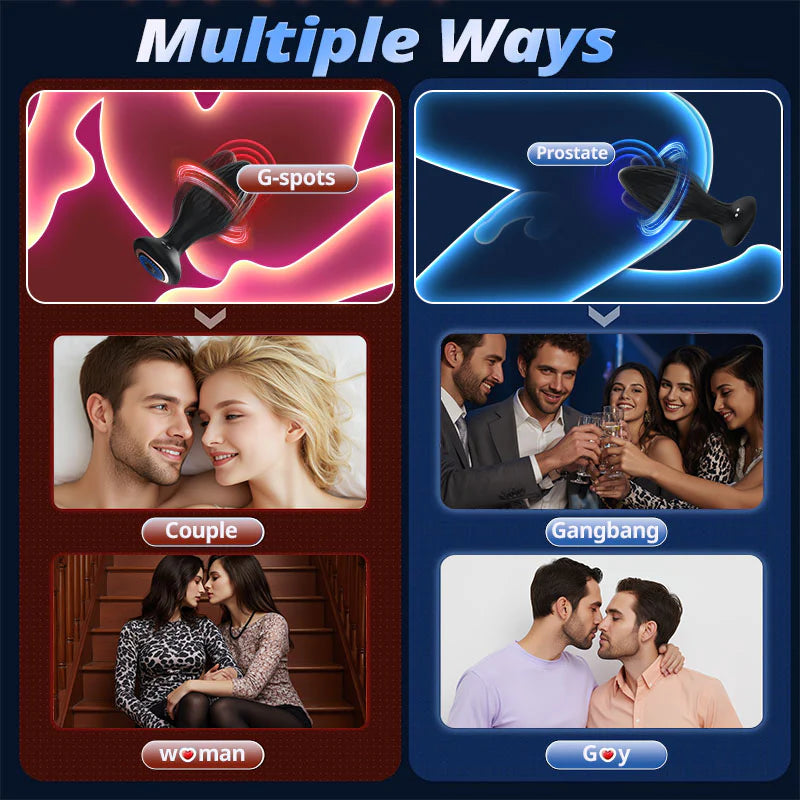 ANAL TOY-Prostate Massager 360° Rotation & Vibration Remote Control Anal Plug For Man or Couple LED Light