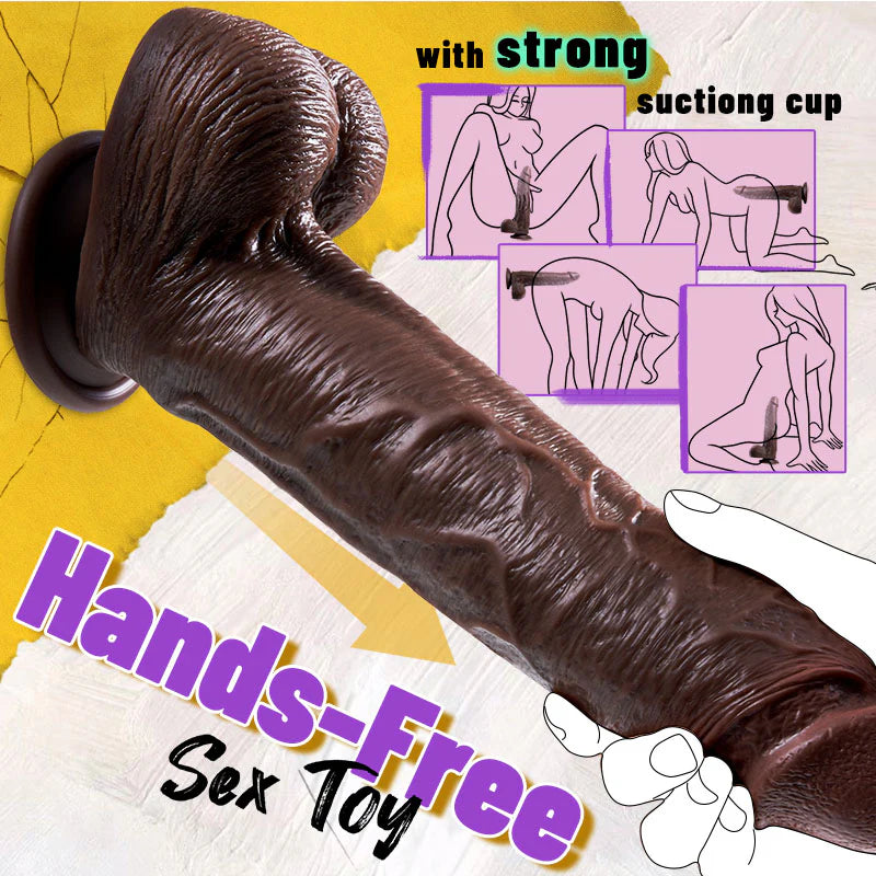 Black Dildo- Thrusting Thick Long Lifelike Heating Big Black Dildo 10.83 Inch Vibrating Dildo