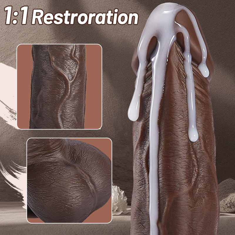 Black Dildo - 8.7 Inch Remote Control 5 Thrusting 10 Vibrating Rotating Dildo