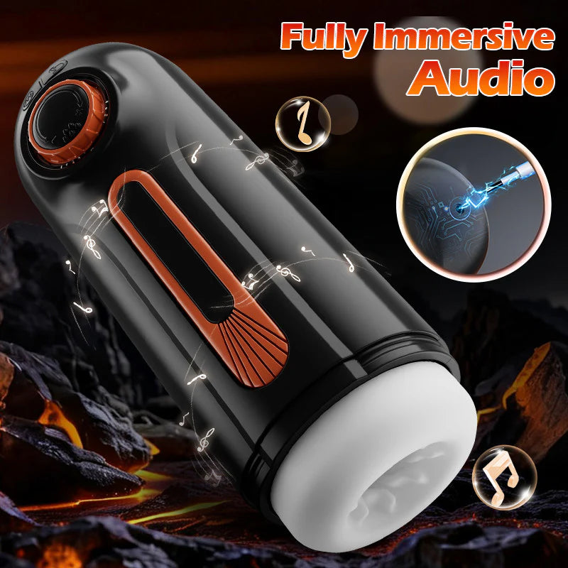 STROKER- Masturbation cup 6 IN 1 10 Vibrating & Thrusting with 4 Sucking Automatic Knob Adjusting Male Masturbator