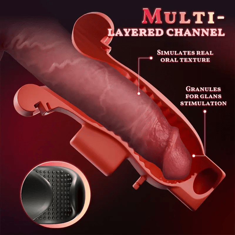 STROKER-Masturbation Cup 9 Vibrations 4 Suctions Clamping Suction Oral Simulation Male Masturbator