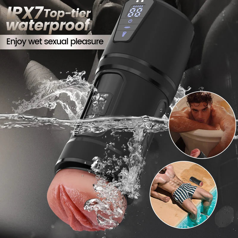 STROKER-Masturbation Cup 10 Vibrations, 5 Suctions, Ultra-Realistic Vagina, Simulated Masturbator