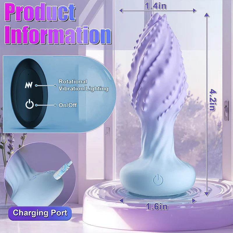 ANAL TOY-7-Color LED Light 360° Rotating Anal Vibrator, 10 Vibration Frequencies Prostate Massager