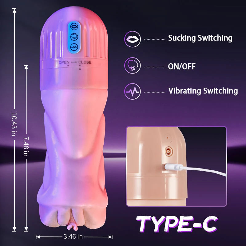STROKER-Male Masturbator 5 Sucking Oral Swallowing 10 Vibrating Massage Training Masturbation Cup
