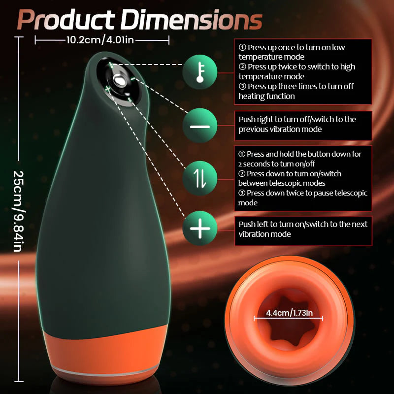 STROKER- Simulates Oral Cavity Temperature Vibration and Telescopic 2-1 Male Masturbator Cup