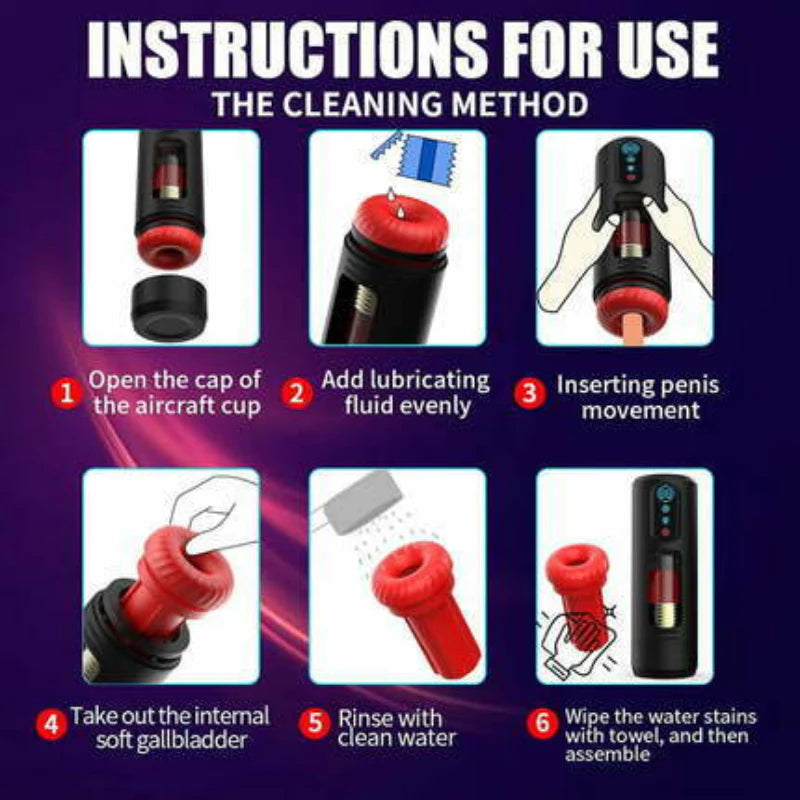 STROKER- Male Masturbator 9 Telescopic Vibration Sucking Heated Aircraft Male Stroker Masturbation cup