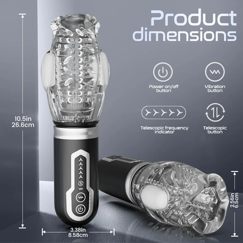 STROKER- 5 Telescopic and Rotational 7 Vibration Realistic Lip and Mouth Touch Handheld Masturbator