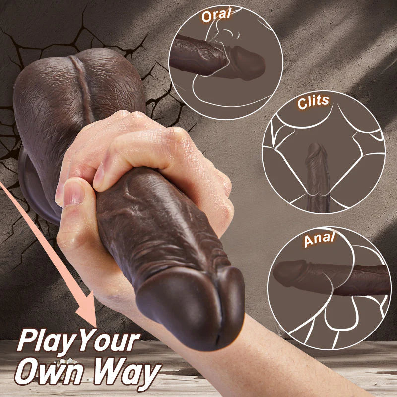 Black Dildo - 8.7 Inch Remote Control 5 Thrusting 10 Vibrating Rotating Dildo