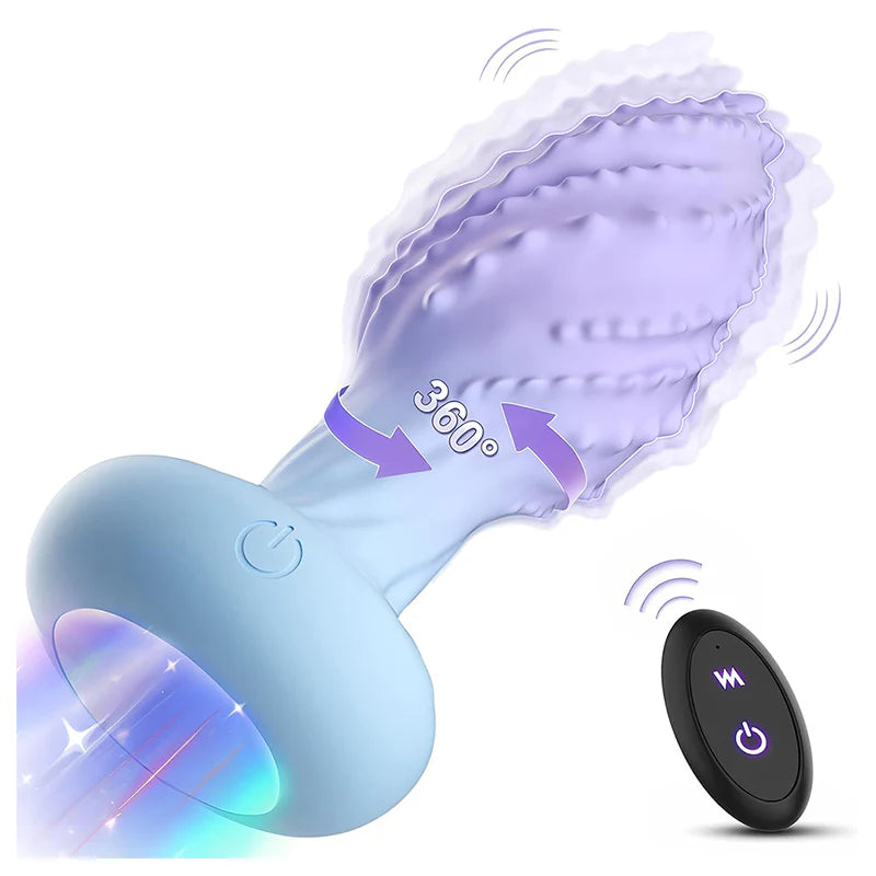 ANAL TOY-7-Color LED Light 360° Rotating Anal Vibrator, 10 Vibration Frequencies Prostate Massager